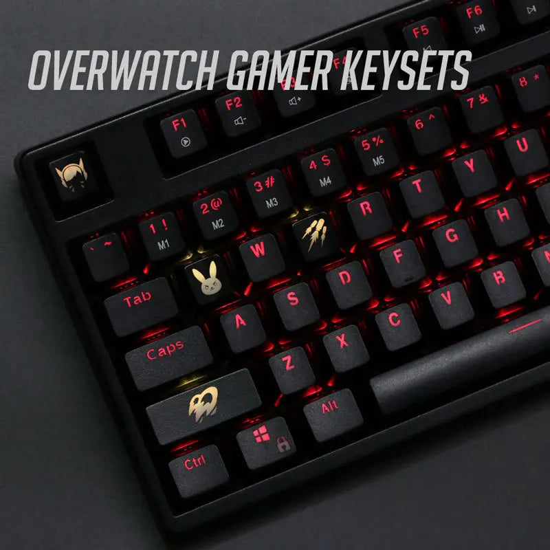 4 unids/set de teclas con retroiluminación OW, teclas ABS grabadas con brillo para Overwatch gamer, Teclado mecánico ANSI negro