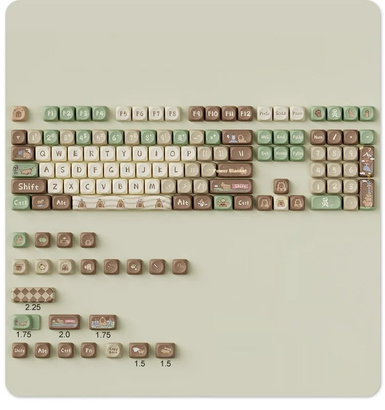 Capybara Anime Keycap Moa Προφίλ Pbt Cute Keycaps 131key Cartoon Artisan Key Caps Point Cap Keyboard Cap Mechanical Keyboard Gamer