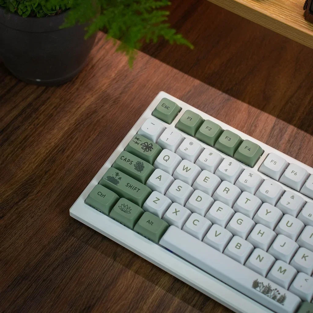 Teclas verde bosque perfil XDA sublimación PBT 125 teclas estilo fresco teclas de teclado mecánico blanco verde