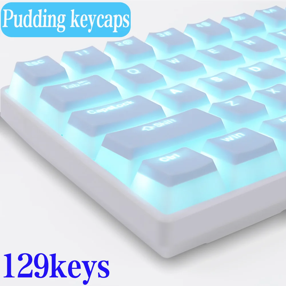 Tapa de tecla de pudín de 129 teclas, juego de ABS OEM, tapa de llave ergonómica, bonita tapa de llave retroiluminada para teclado mecánico de perfil Mx, Kit de teclas