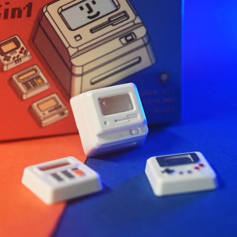 K-04 Keyboard Keycaps 3 in 1 Replacement for Mechanical Keyboard Keycap Retro Game Console Keycaps Cute Transparent Key Cap Suit