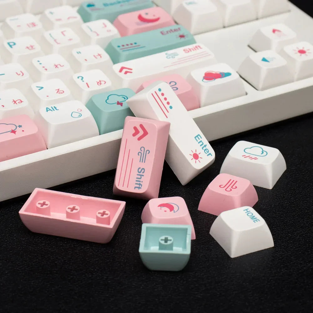 GMK-teclas japonesas PBT de 132 teclas, perfil XDA, bonitas teclas rosas para teclado mecánico DIY Cherry, juego personalizado 61/84/64/68/98/108