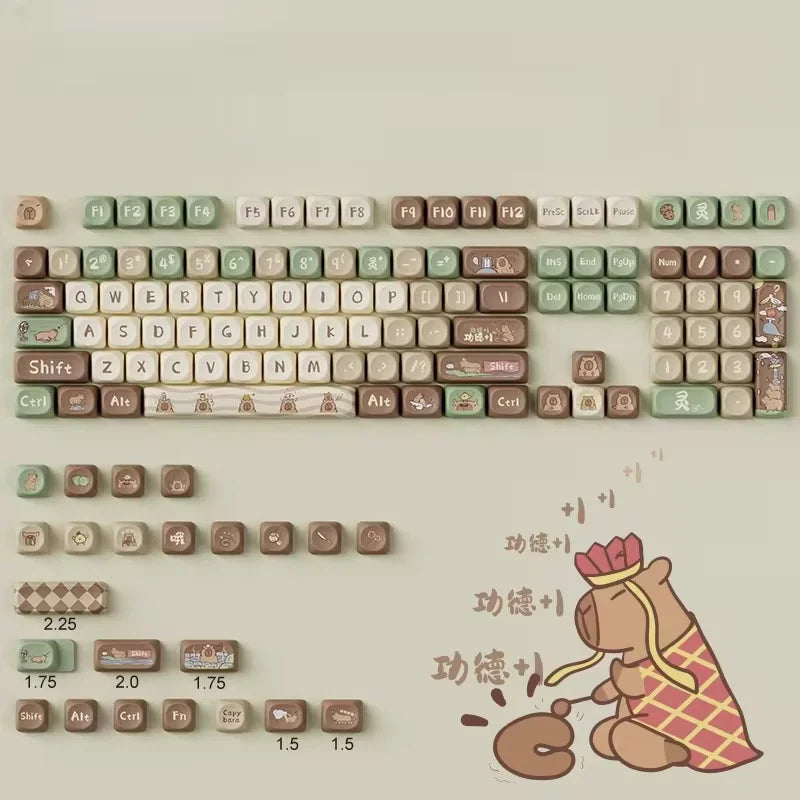 水豚动漫键帽 Moa Profile Pbt可爱键帽131键卡通工匠键帽点键盘帽机械键盘游戏玩家