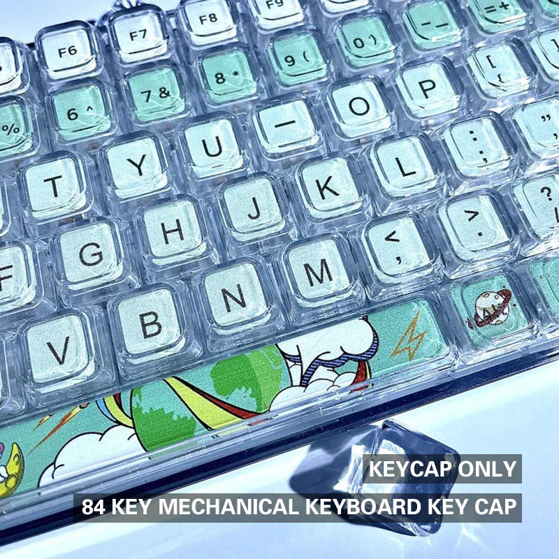Tapa de tecla alta XDA de dibujos animados de astronauta de 84 teclas, tapa de tecla de teclado mecánico, tapa de llave transparente Universal de eje transversal de personalidad