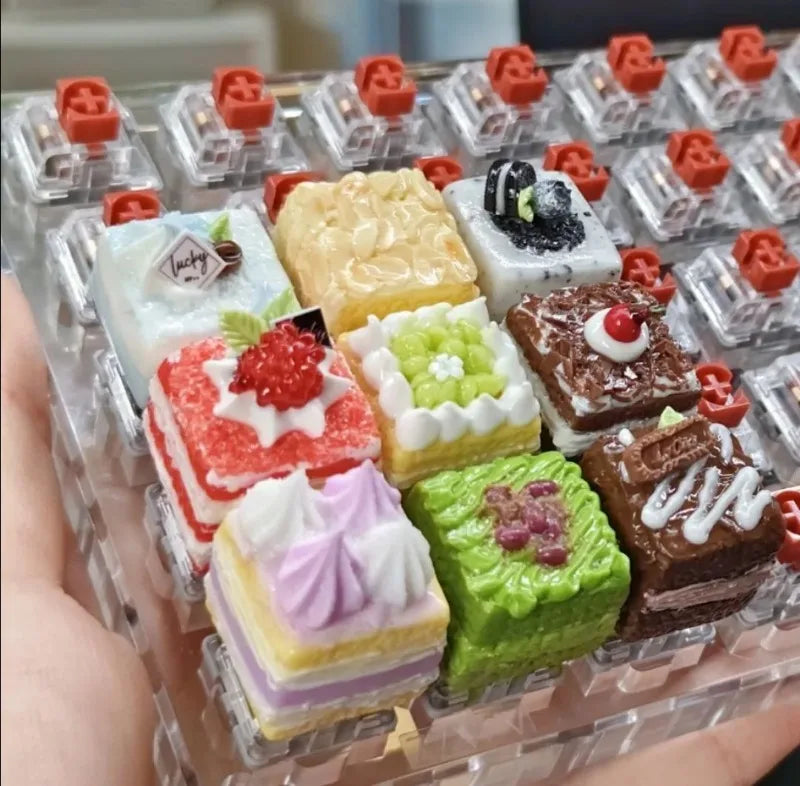 原創可愛蛋糕鍵帽卡哇伊粘土鍵盤帽定製手工遊戲藝術鍵帽適用於機械鍵盤禮物 MX Switch