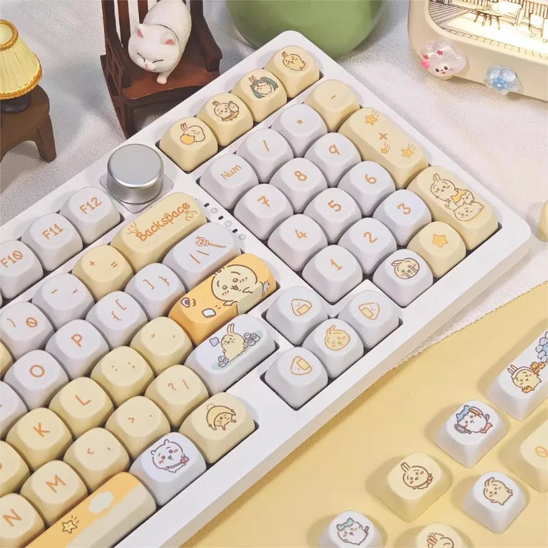 MiFuny-Juego de teclas de gato con perfil MOA, teclas de Anime, teclas de sublimación de tinte Kawaii para accesorios de teclado mecánico, regalo para niña