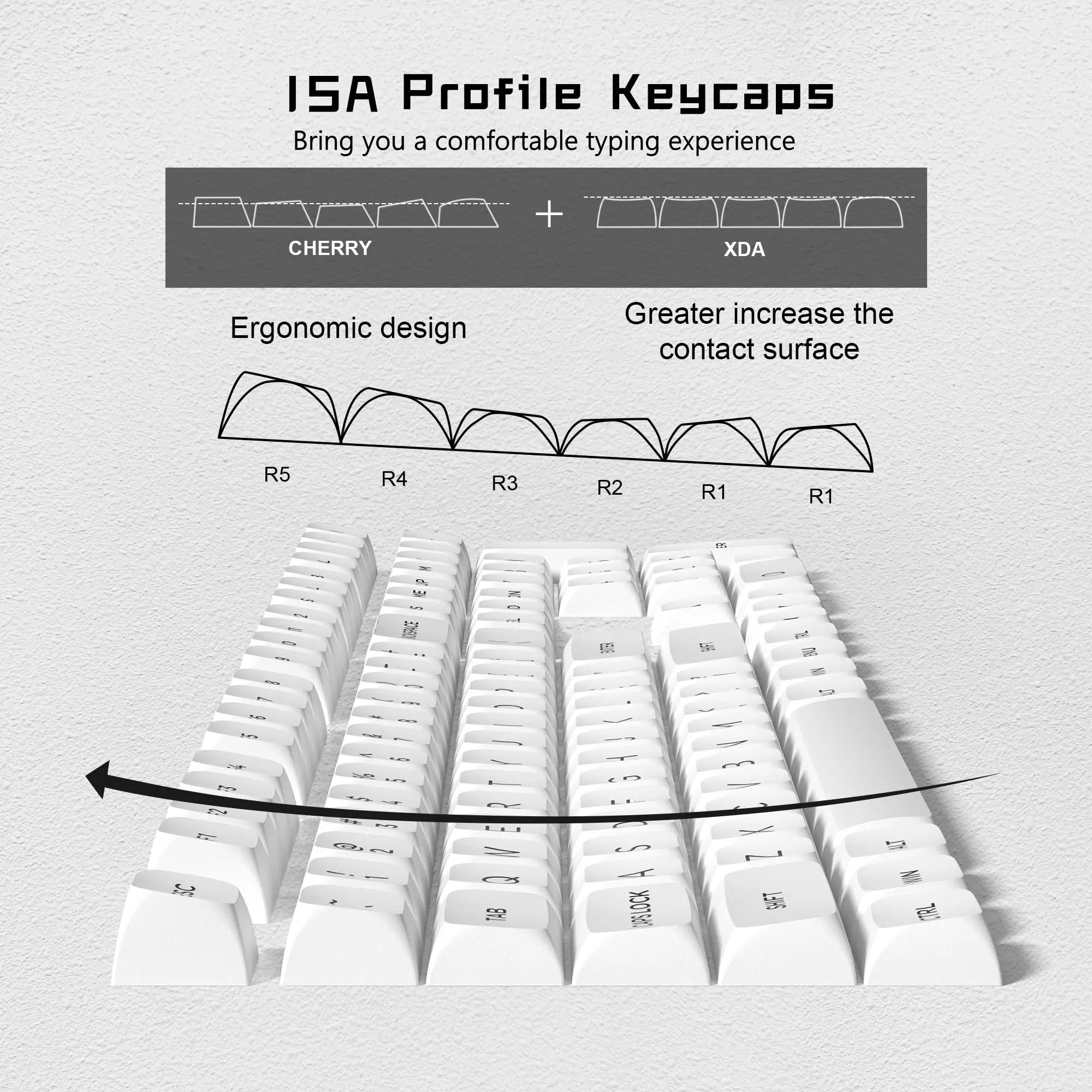 Teclas de teclado PBT, perfil ISA, negro sobre blanco, 189 teclas, teclas de doble disparo para interruptores Gateron Cherry MX, Teclado mecánico