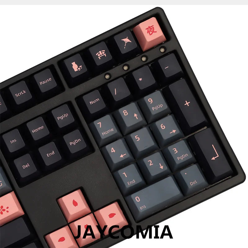 GMK Night Sakura Keycap, 139/156 teclas, tinte SUB Cherry perfil PBT japonés/coreano/ruso/Abnt2/DE/ES/FR para teclado mecánico