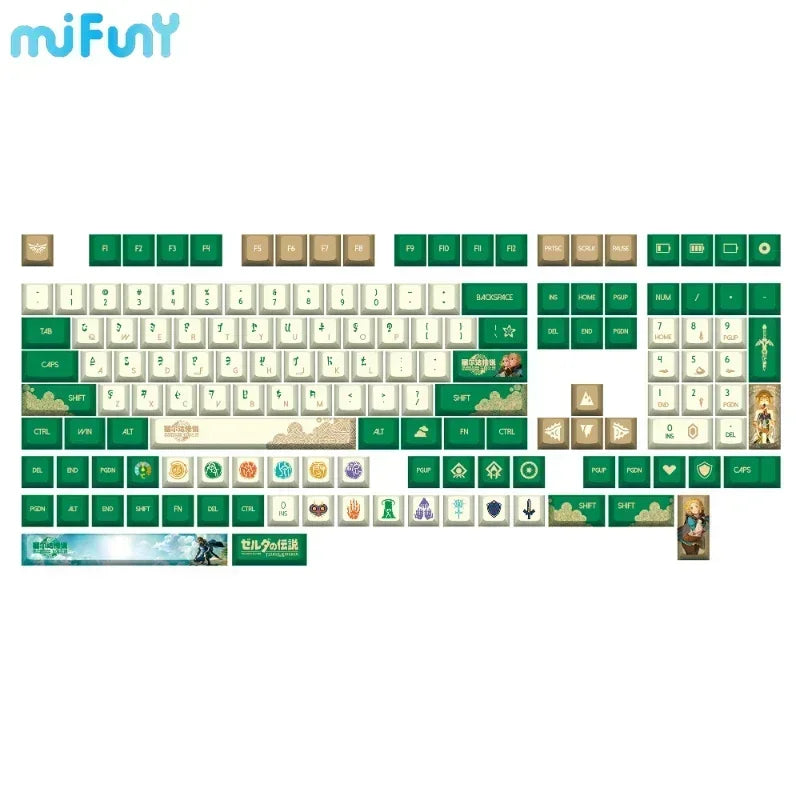 Kingdom Tears Keycaps Legend of Zeldas Key Caps PBT Custom Cherry Amilo IKBC Cute Keyboard Caps for Ganming Mechanical Keyboards