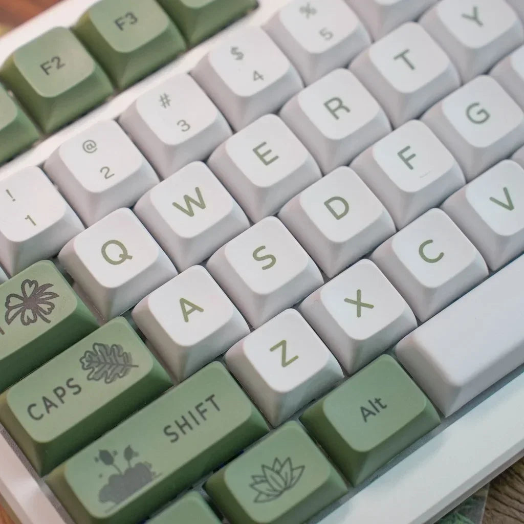Teclas verde bosque perfil XDA sublimación PBT 125 teclas estilo fresco teclas de teclado mecánico blanco verde