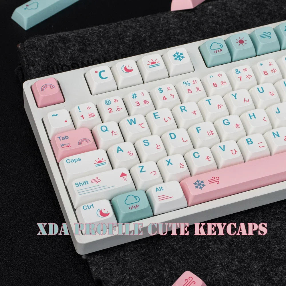 GMK-teclas japonesas PBT de 132 teclas, perfil XDA, bonitas teclas rosas para teclado mecánico DIY Cherry, juego personalizado 61/84/64/68/98/108
