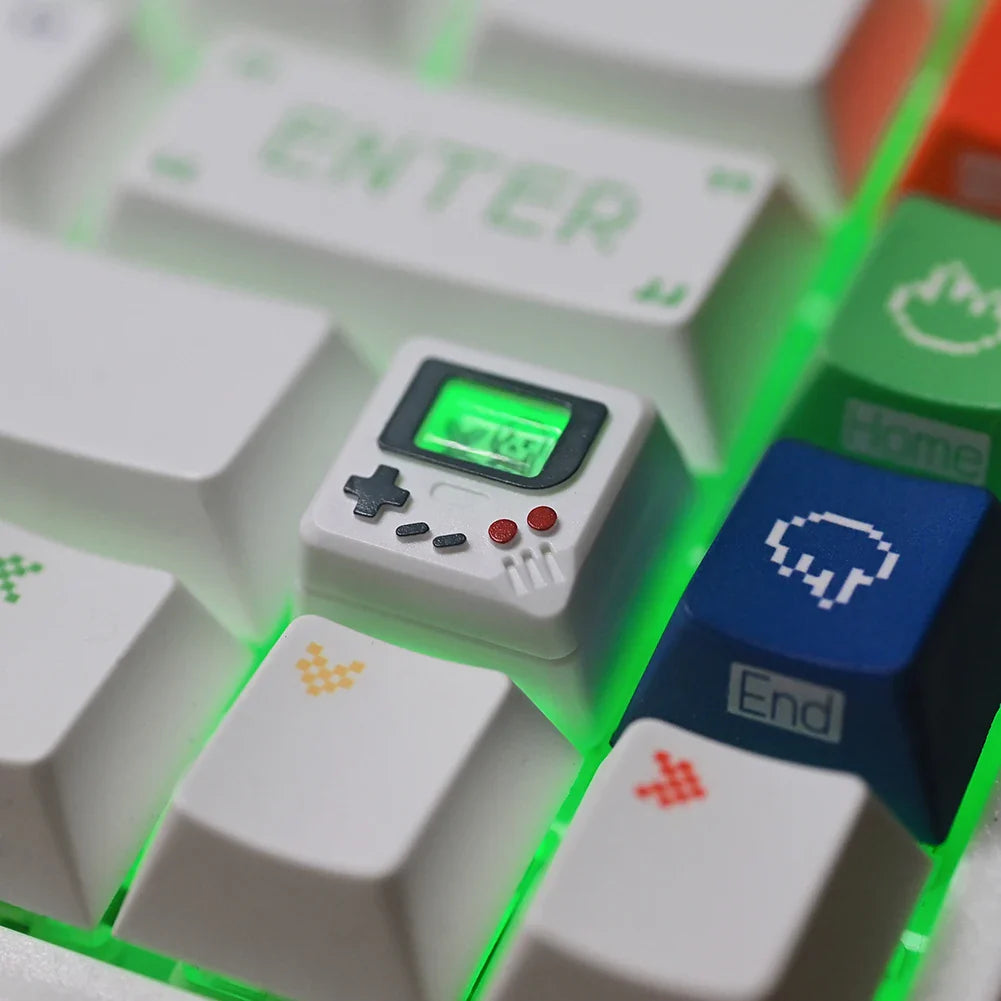 K-04 Keyboard Keycaps 3 in 1 Replacement for Mechanical Keyboard Keycap Retro Game Console Keycaps Cute Transparent Key Cap Suit