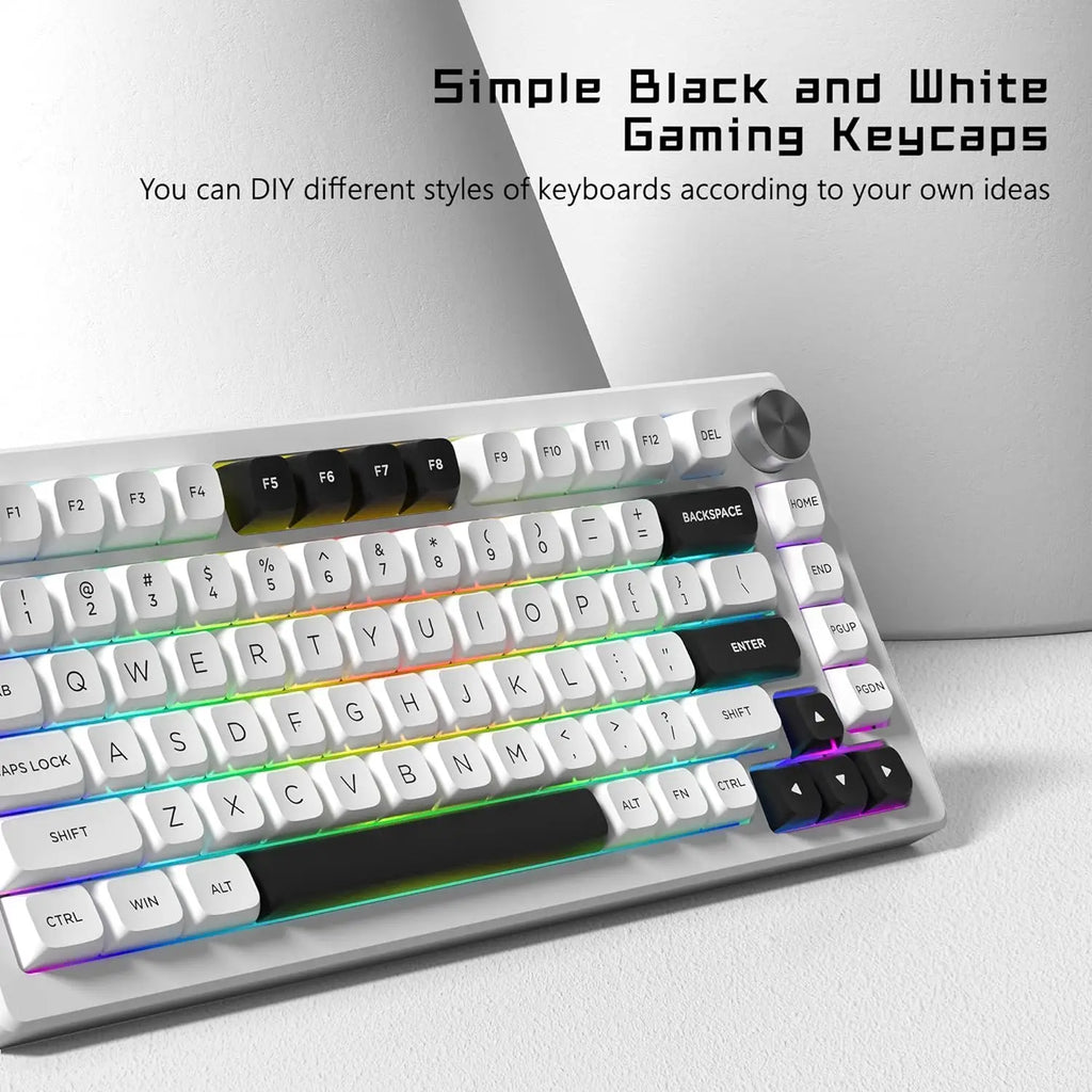 Teclas de teclado PBT, perfil ISA, negro sobre blanco, 189 teclas, teclas de doble disparo para interruptores Gateron Cherry MX, Teclado mecánico