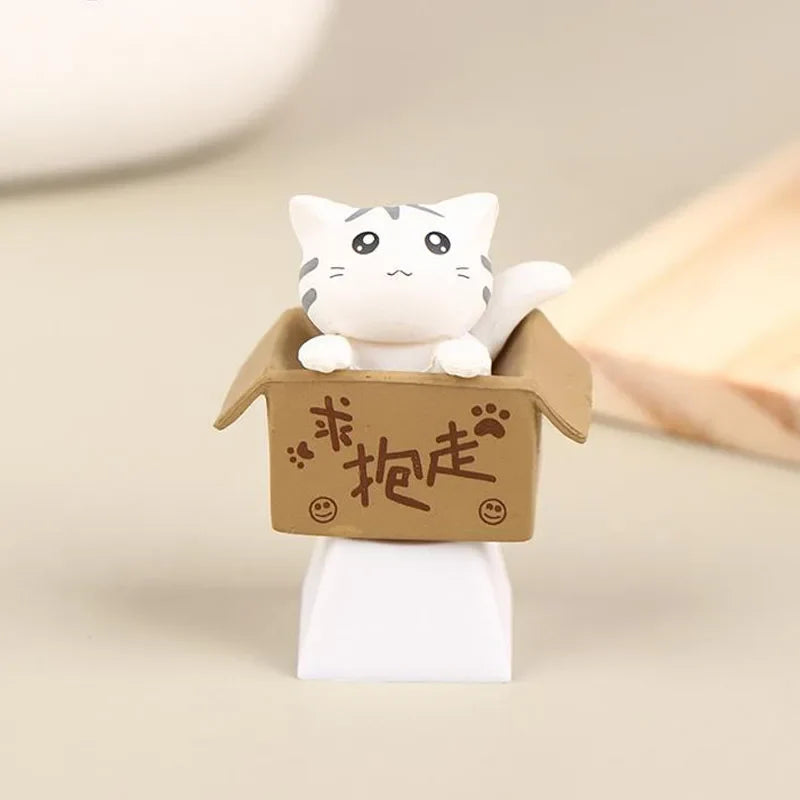 Personalización lindo gato Keycap Teclado mecánico Keycaps Artisan Anime Kawaii Keycap PBT Axis Cherry MX lindo gato Diy Key Cap
