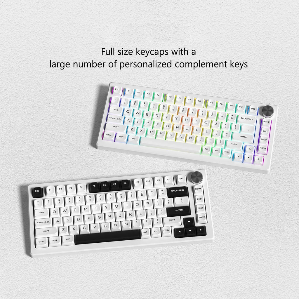 Teclas de teclado PBT, perfil ISA, negro sobre blanco, 189 teclas, teclas de doble disparo para interruptores Gateron Cherry MX, Teclado mecánico