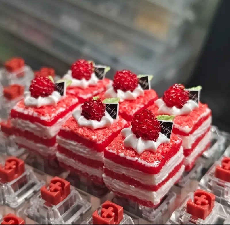 原創可愛蛋糕鍵帽卡哇伊粘土鍵盤帽定製手工遊戲藝術鍵帽適用於機械鍵盤禮物 MX Switch