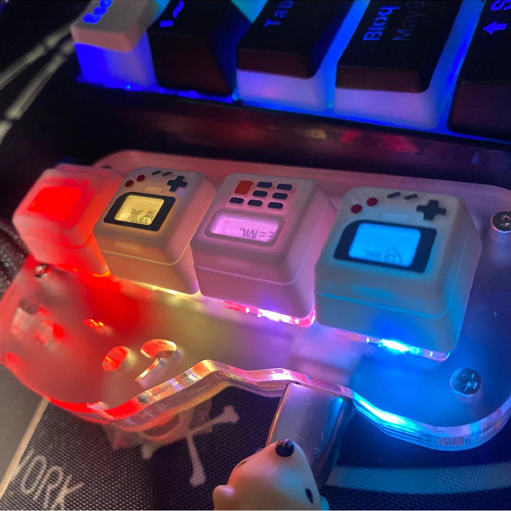 K-04 Keyboard Keycaps 3 in 1 Replacement for Mechanical Keyboard Keycap Retro Game Console Keycaps Cute Transparent Key Cap Suit