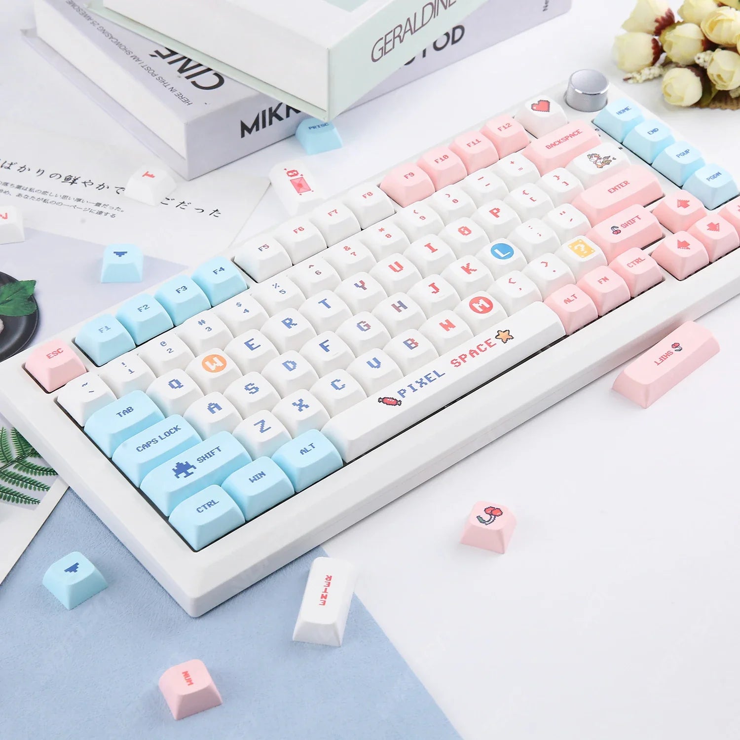 Candy colorido 124 teclas XDA PBT teclado de dibujos animados sublimación de tinte para DIY mecánico de Gaming personalizado Kit de teclas resistentes al desgaste