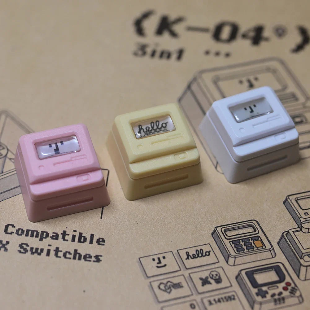 K-04 Keyboard Keycaps 3 in 1 Replacement for Mechanical Keyboard Keycap Retro Game Console Keycaps Cute Transparent Key Cap Suit