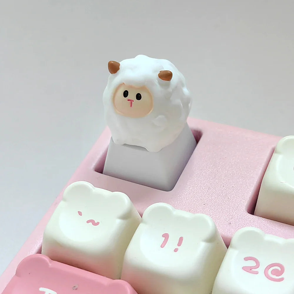 Εξατομικευμένα πλήκτρα Χαριτωμένα ζώα κινουμένων σχεδίων Γάτα πρόβατα OEM Ύψος Κλειδιά πληκτρολόγια Διακόσμηση αξεσουάρ