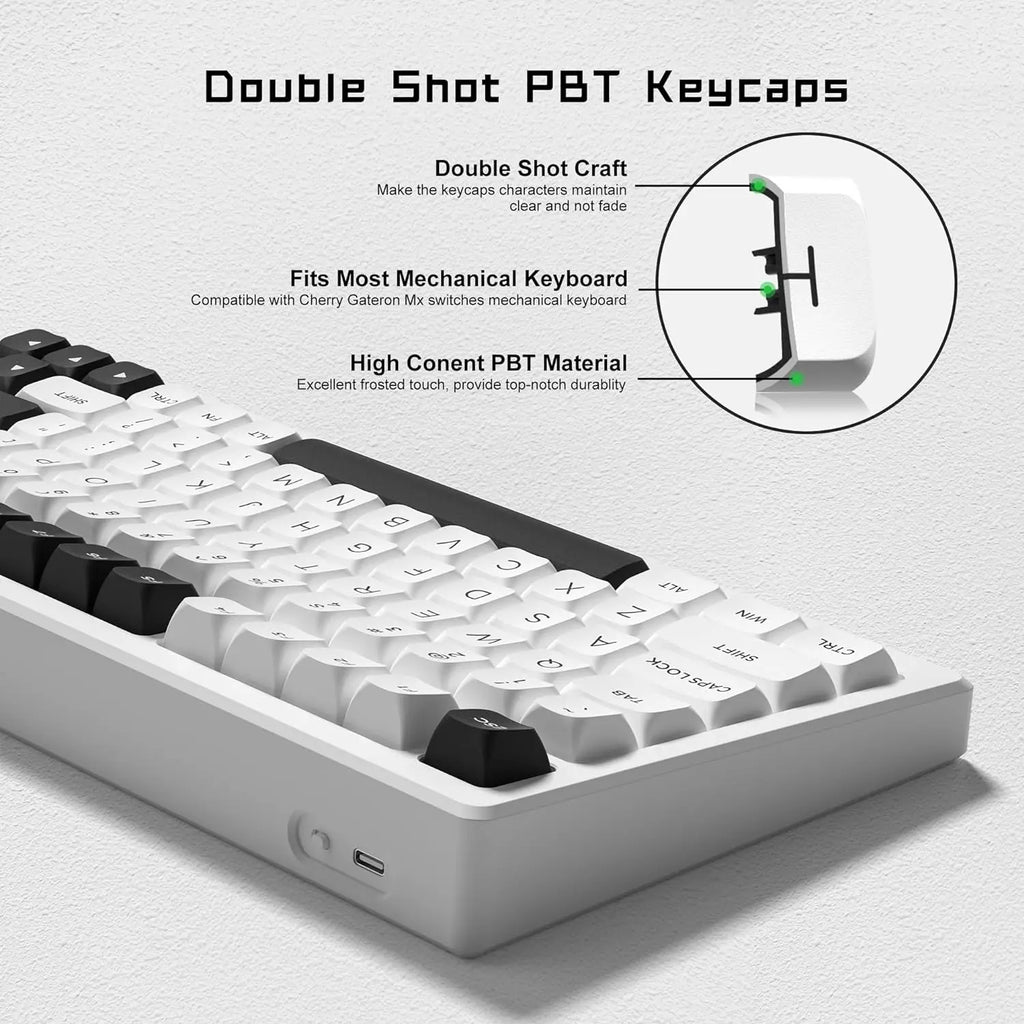 Teclas de teclado PBT, perfil ISA, negro sobre blanco, 189 teclas, teclas de doble disparo para interruptores Gateron Cherry MX, Teclado mecánico