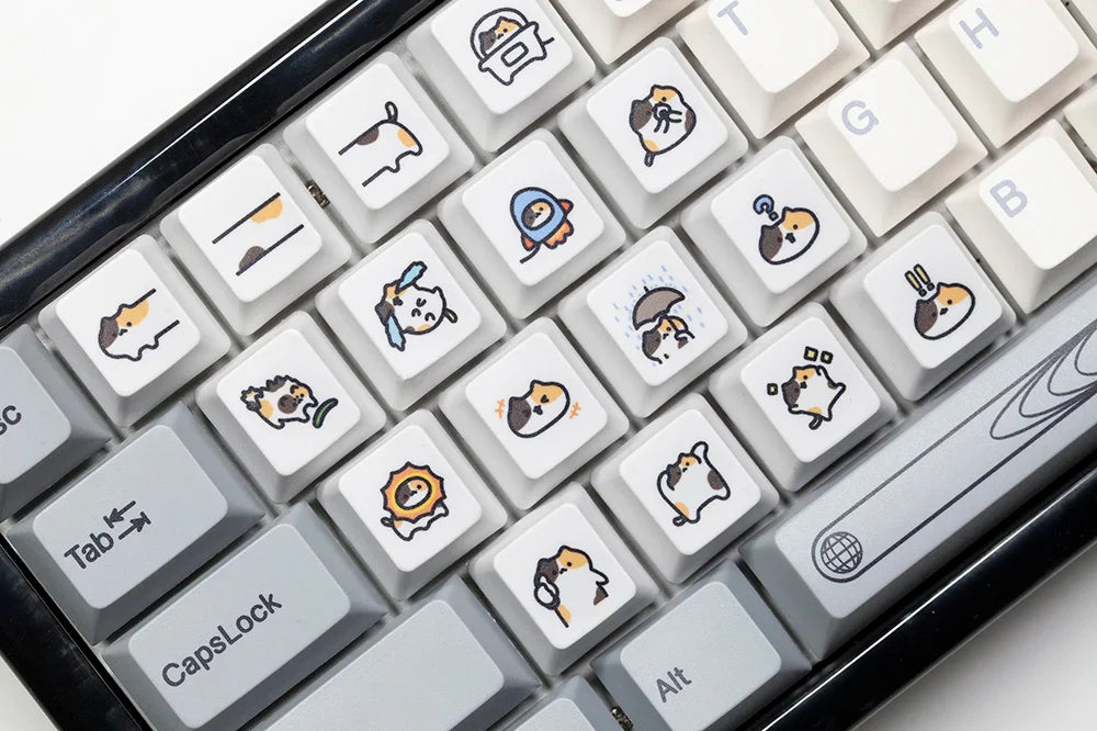Cute Little Calico Cat Keycap Kitty Meme Keycap Dye Πλήκτρα υποβάθρου για mx stem Μηχανικά πληκτρολόγια Gaming Πορτοκαλί Λευκό Μαύρο