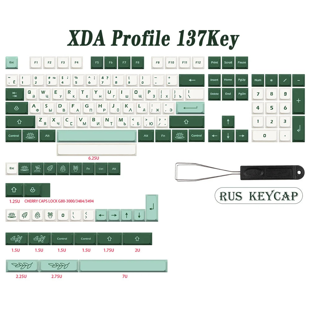 GMK-KEY Botánico Keycap PBT XDA Perfil Alemán Francés España ISO Dye Sub Keycaps para TKL GK61 GMMK PRO 7u AZERTY Tapa de teclado