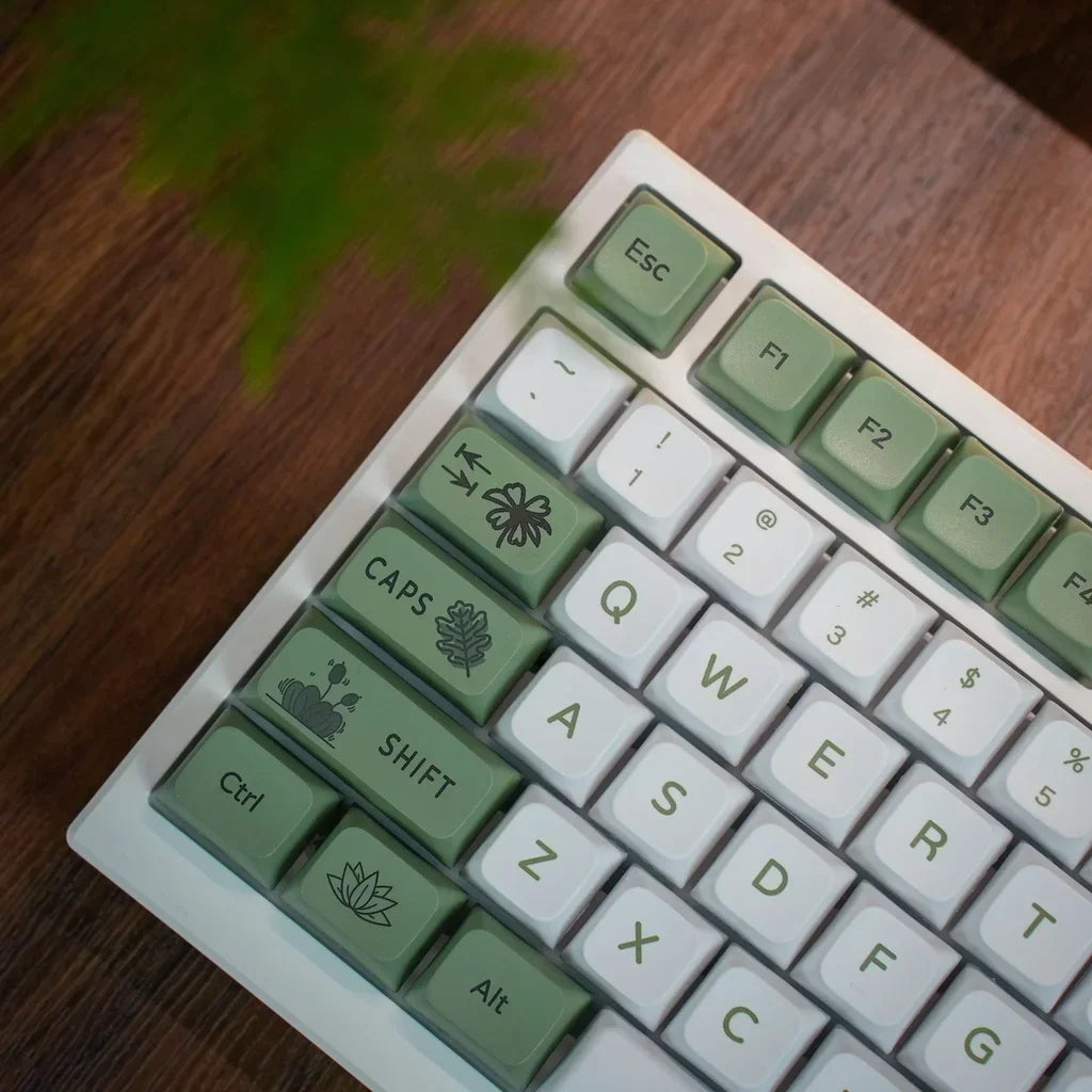 Teclas verde bosque perfil XDA sublimación PBT 125 teclas estilo fresco teclas de teclado mecánico blanco verde