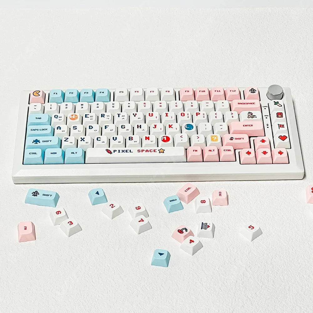 Candy colorido 124 teclas XDA PBT teclado de dibujos animados sublimación de tinte para DIY mecánico de Gaming personalizado Kit de teclas resistentes al desgaste