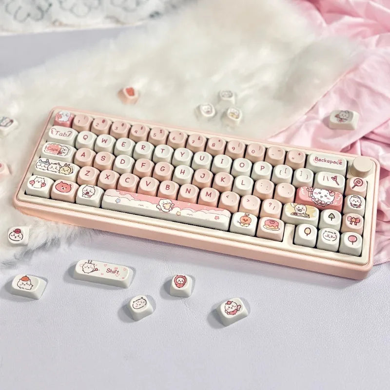 MiFuny-Juego de teclas de gato con perfil MOA, teclas de Anime, teclas de sublimación de tinte Kawaii para accesorios de teclado mecánico, regalo para niña