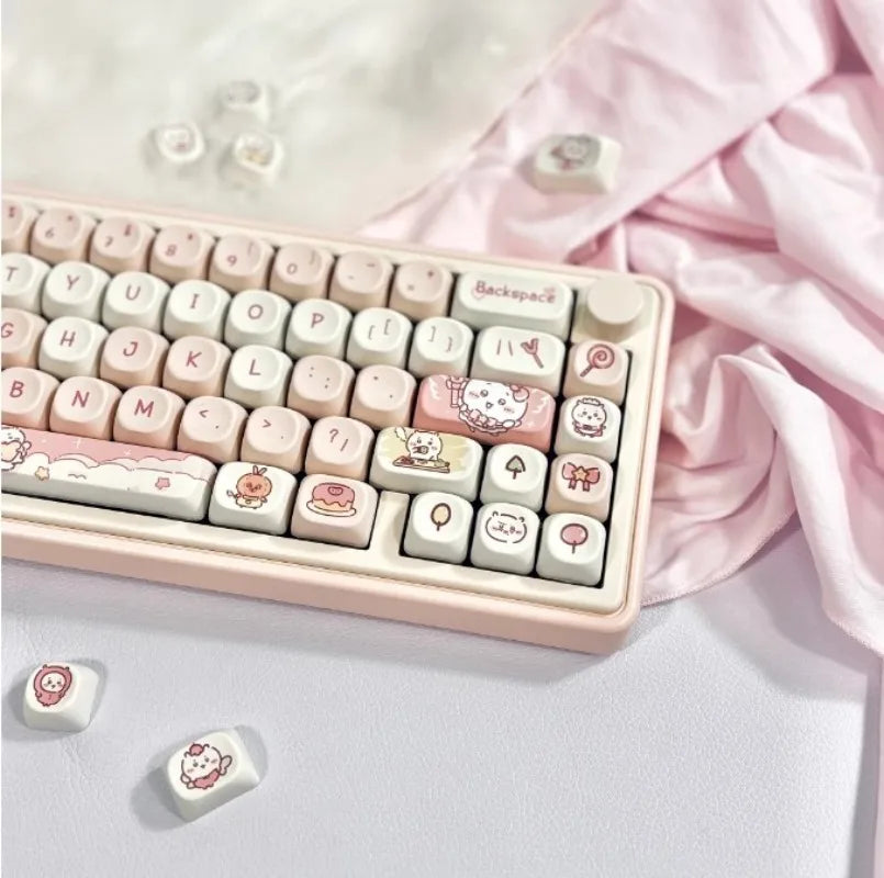 MiFuny-Juego de teclas de gato con perfil MOA, teclas de Anime, teclas de sublimación de tinte Kawaii para accesorios de teclado mecánico, regalo para niña