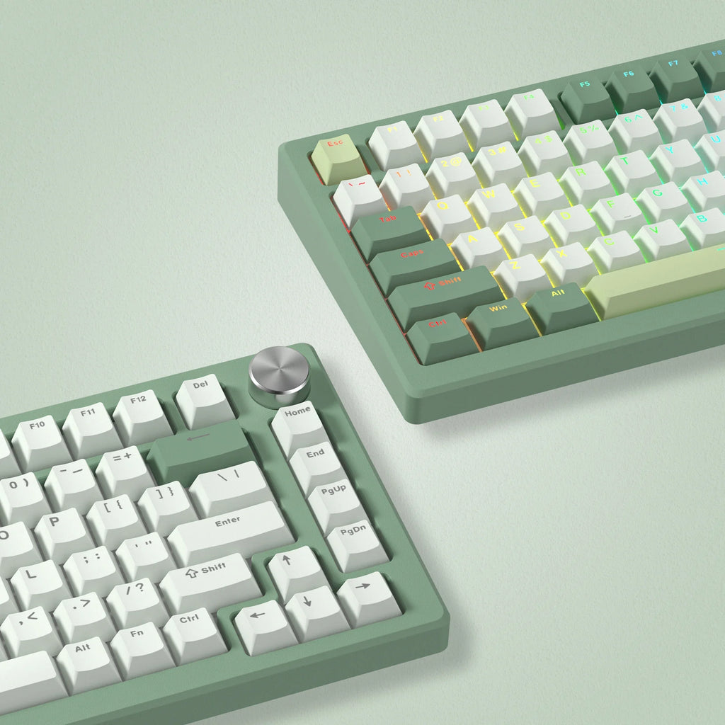 Teclas PBT verdes y blancas de 140 teclas, teclas con brillo RGB de doble disparo, perfil de cereza para interruptores MX, Teclado mecánico para jugar