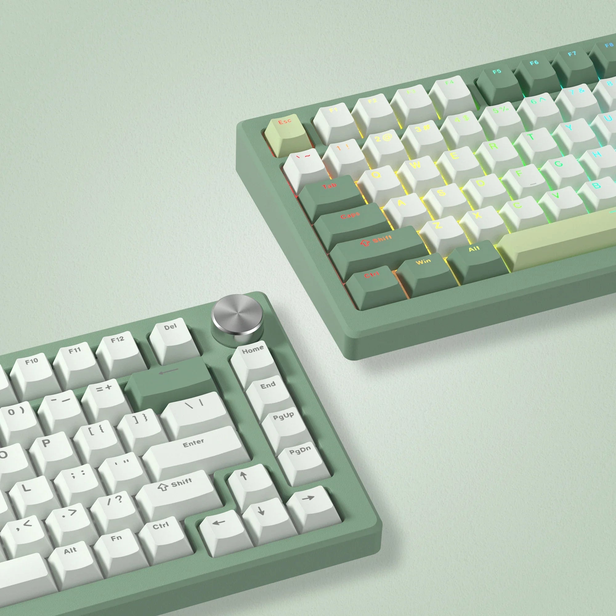 Teclas PBT verdes y blancas de 140 teclas, teclas con brillo RGB de doble disparo, perfil de cereza para interruptores MX, Teclado mecánico para jugar