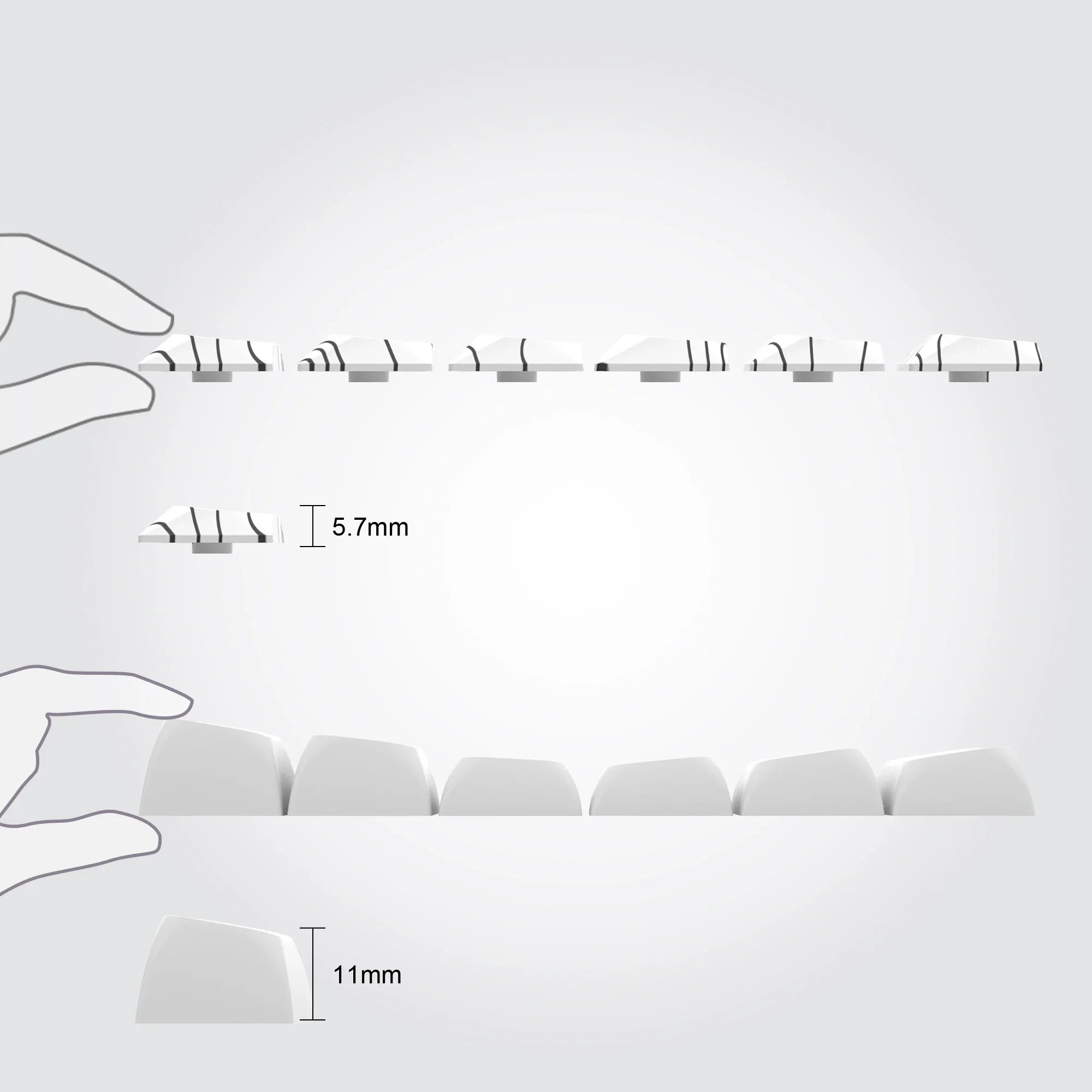Teclas delgadas Snowsnow de perfil bajo de 131 teclas, teclas PBT de doble disparo para interruptor Gateron Cherry MX 65% 75%, Teclado mecánico para jugadores