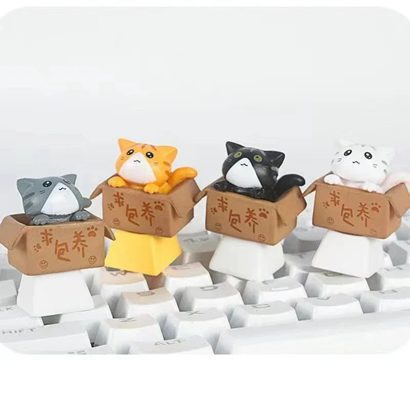 Personalización lindo gato Keycap Teclado mecánico Keycaps Artisan Anime Kawaii Keycap PBT Axis Cherry MX lindo gato Diy Key Cap