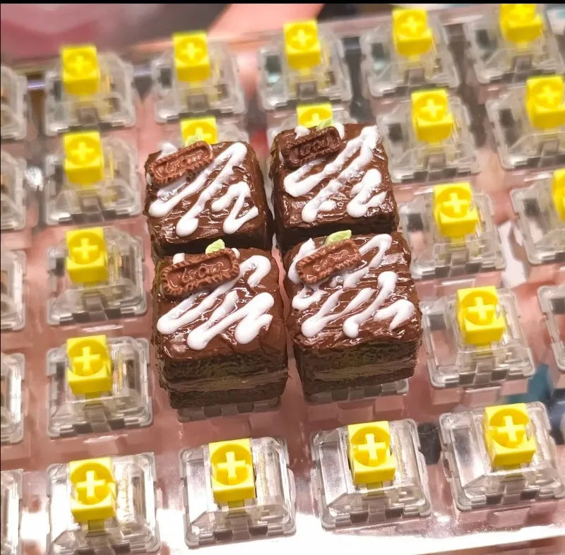 原創可愛蛋糕鍵帽卡哇伊粘土鍵盤帽定製手工遊戲藝術鍵帽適用於機械鍵盤禮物 MX Switch