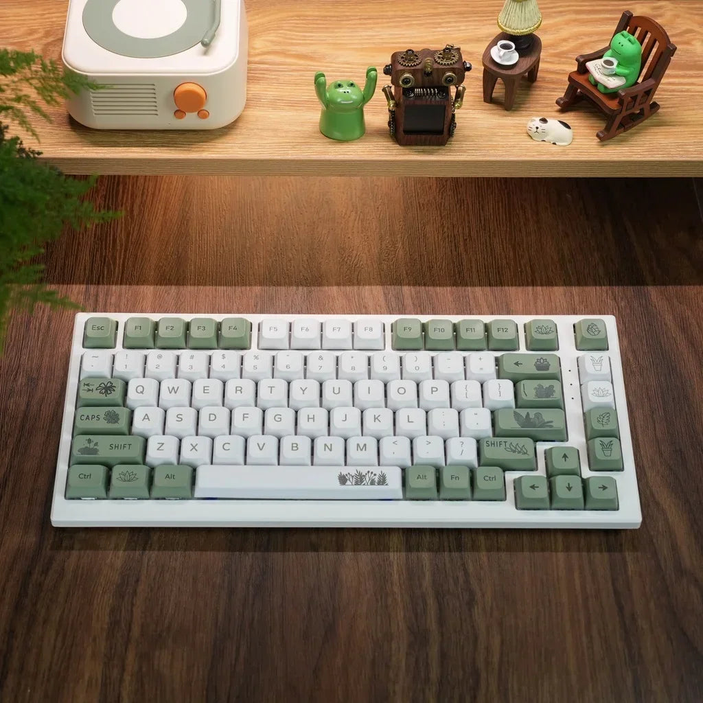 Teclas verde bosque perfil XDA sublimación PBT 125 teclas estilo fresco teclas de teclado mecánico blanco verde