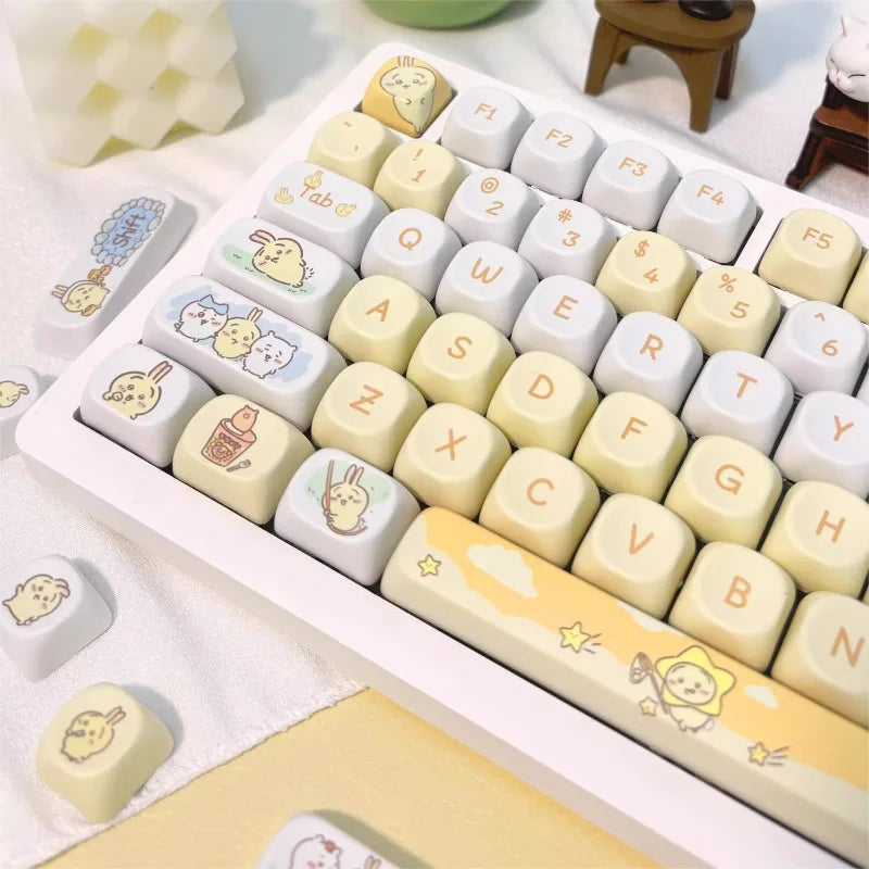 MiFuny-Juego de teclas de gato con perfil MOA, teclas de Anime, teclas de sublimación de tinte Kawaii para accesorios de teclado mecánico, regalo para niña